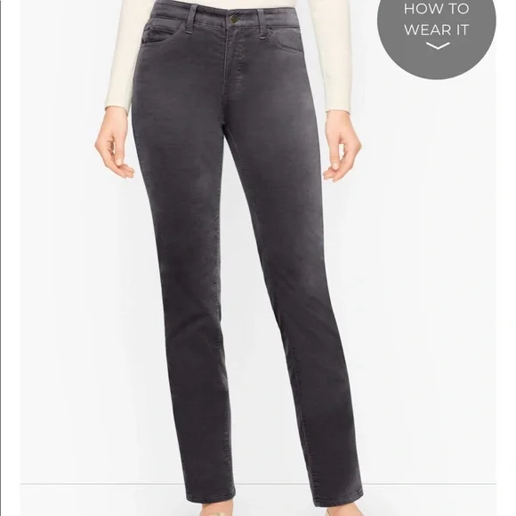 Talbots Grey Velvet Straight Leg Pants - Picture 2 of 8